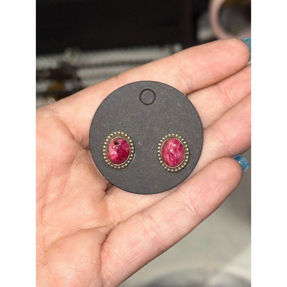 Berry Tourmaline .925 Sterling Silver Earrings